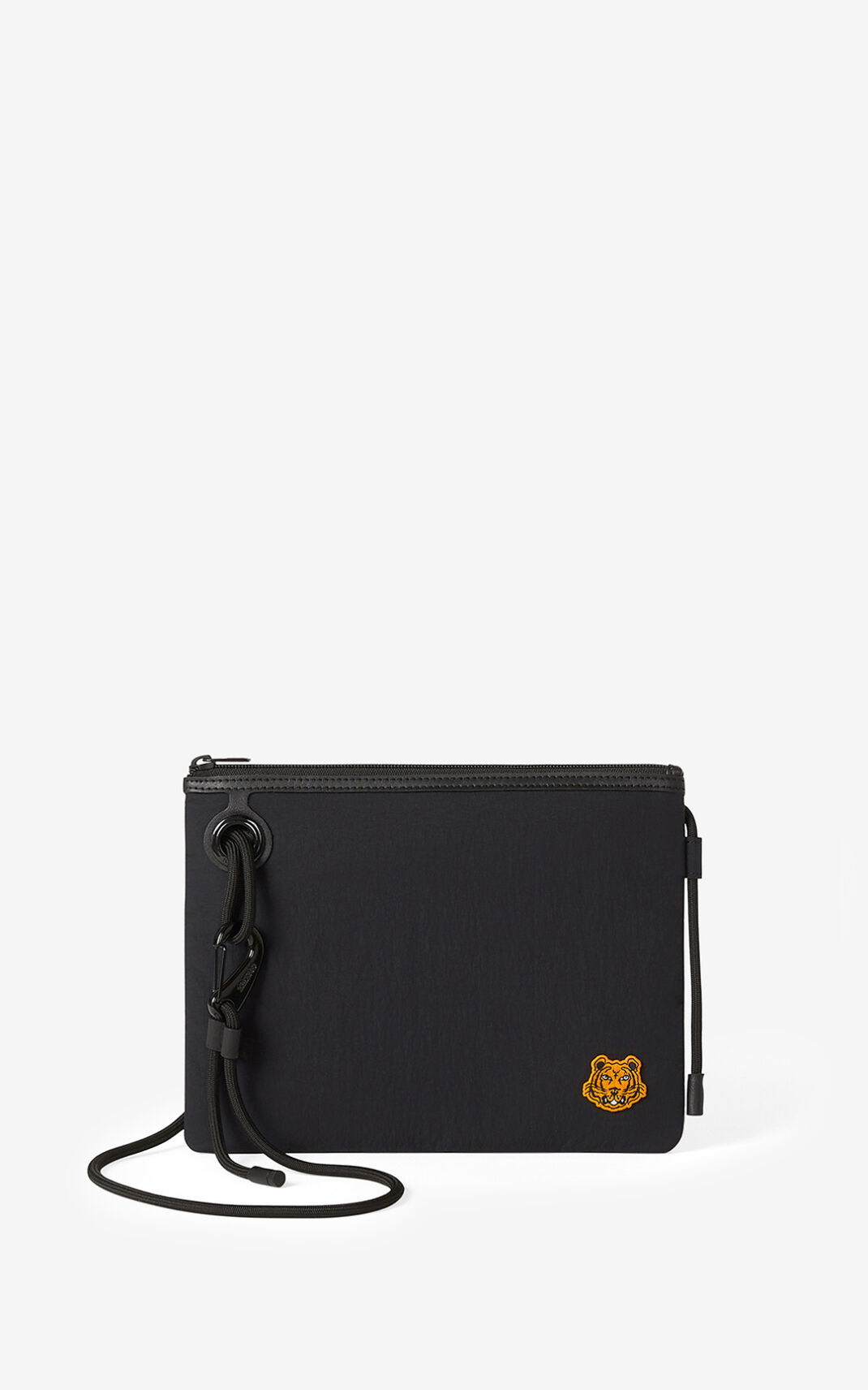 Kenzo Tiger Crest with strap Clutch Black For Mens 4726QRXHD